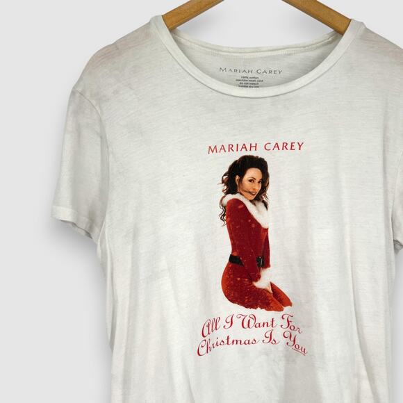 Mariah Carey All I Want for Christmas Is You Graphic Tee White Size Large - Picture 6 of 6